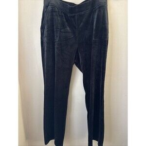 Juicy Couture Velour Track Pants Womens XL Black Crown Logo Y2K